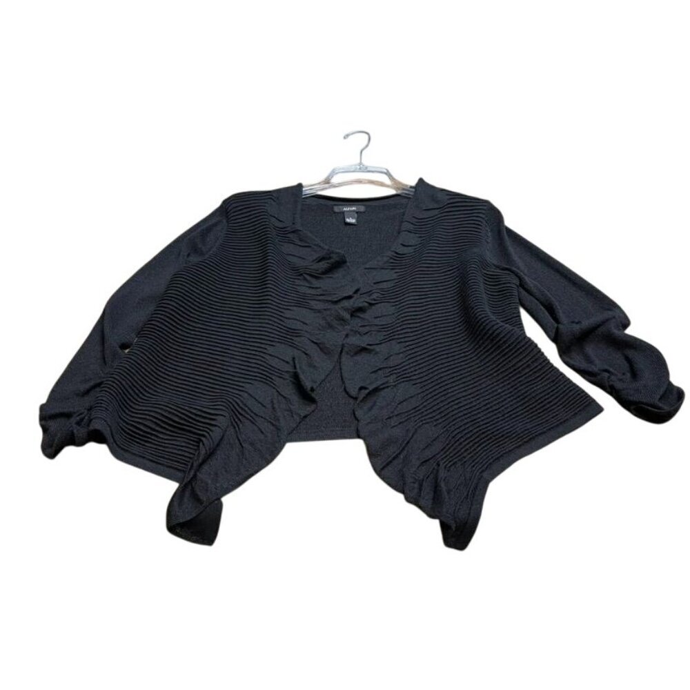 Alfani Women’s Black Open-Front Sweater with Draped Front and Ribbed Sides Size - Picture 5 of 6